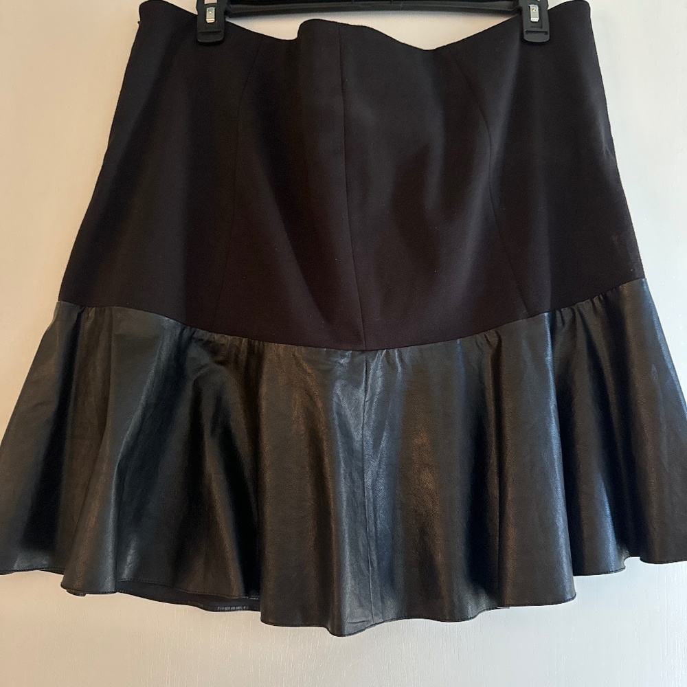 black with leather trim skirt
